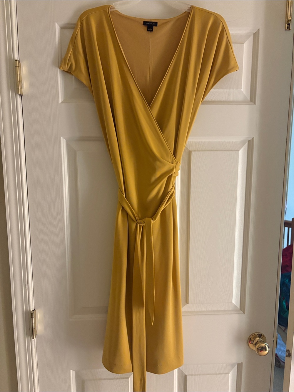 Ann Taylor Golden Yellow Wrap Midi Dress